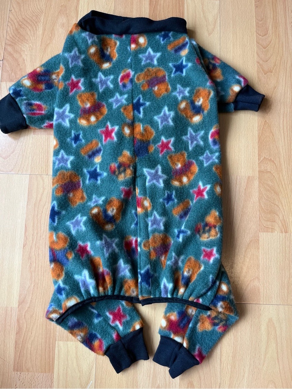 Bear Print Fleece One-Piece Dog Pajamas, Large.